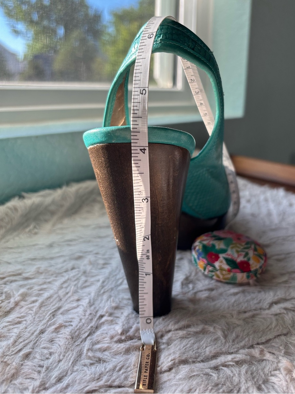 DKNYC, DKNY city “Anita” Turquoise Peep-Toe Slingback Heels, snakeskin,4.25” - Picture 11 of 11